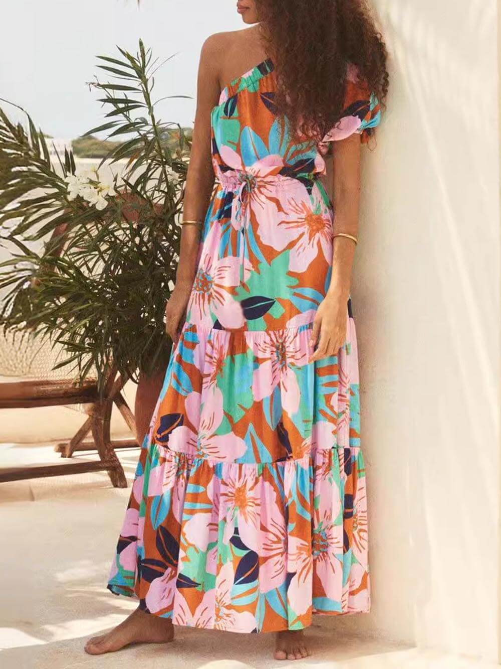 Robe Off-shoulder fleurie de vacances imprimé