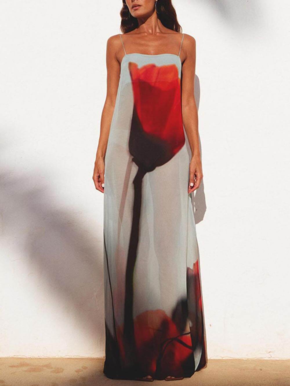Robe longue abstraite de vacances droite