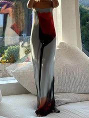 Robe longue abstraite de vacances droite