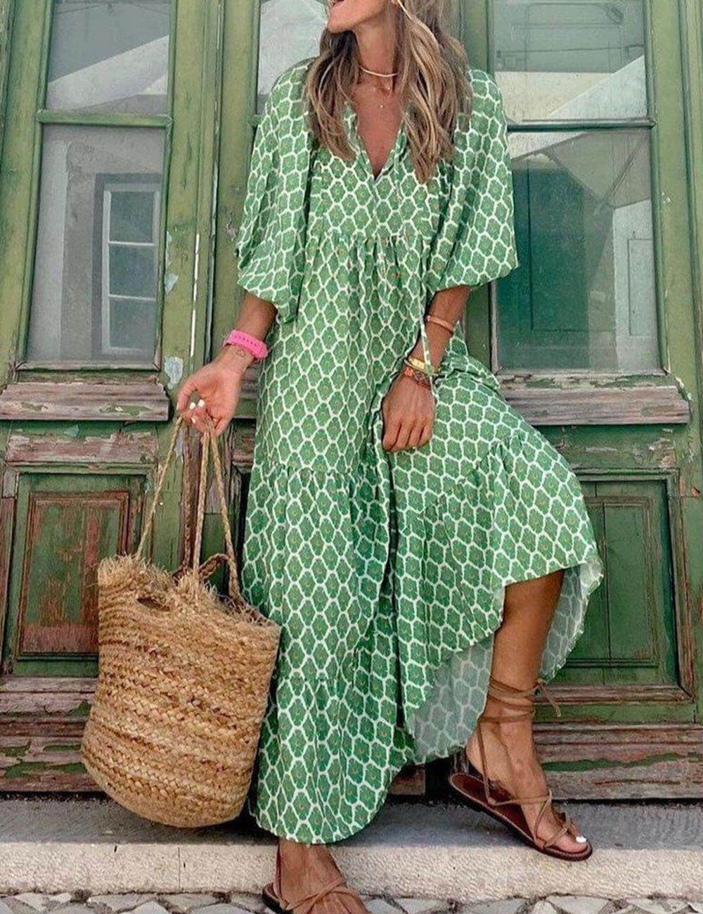 Robe longue bohème imprimée