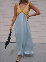 Robe contrastée col V
