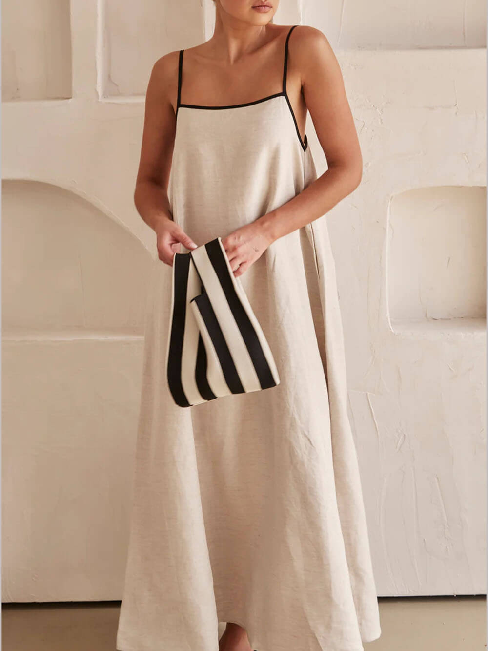 Robe contrastée à bretelles trapèze