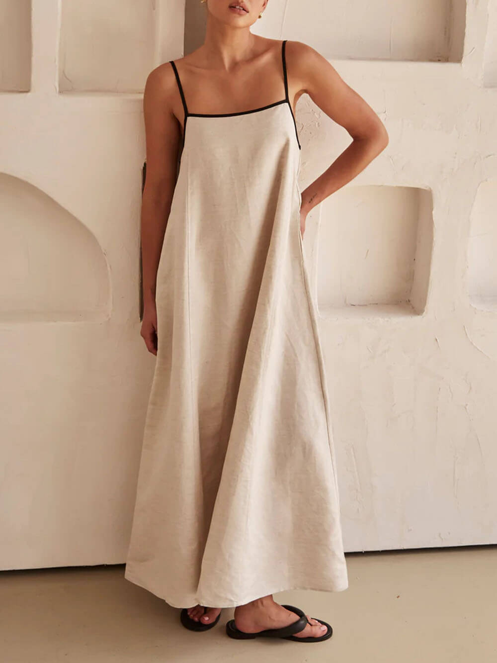Robe contrastée à bretelles trapèze