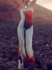 Robe longue abstraite de vacances droite