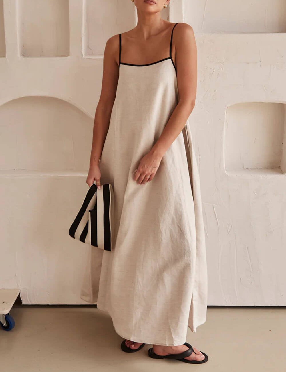 Robe contrastée à bretelles trapèze