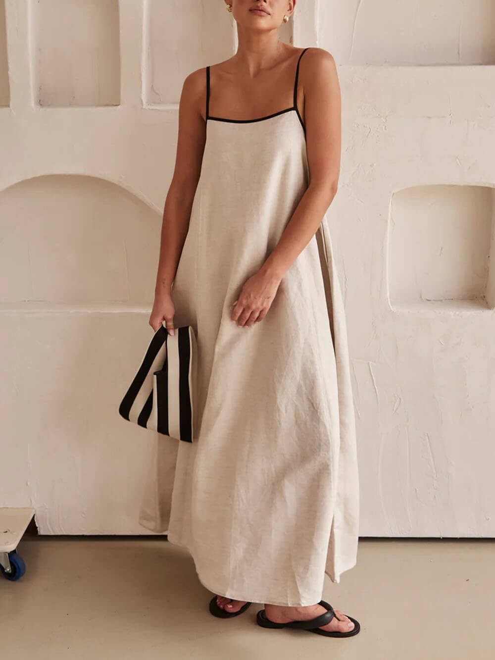 Robe contrastée à bretelles trapèze