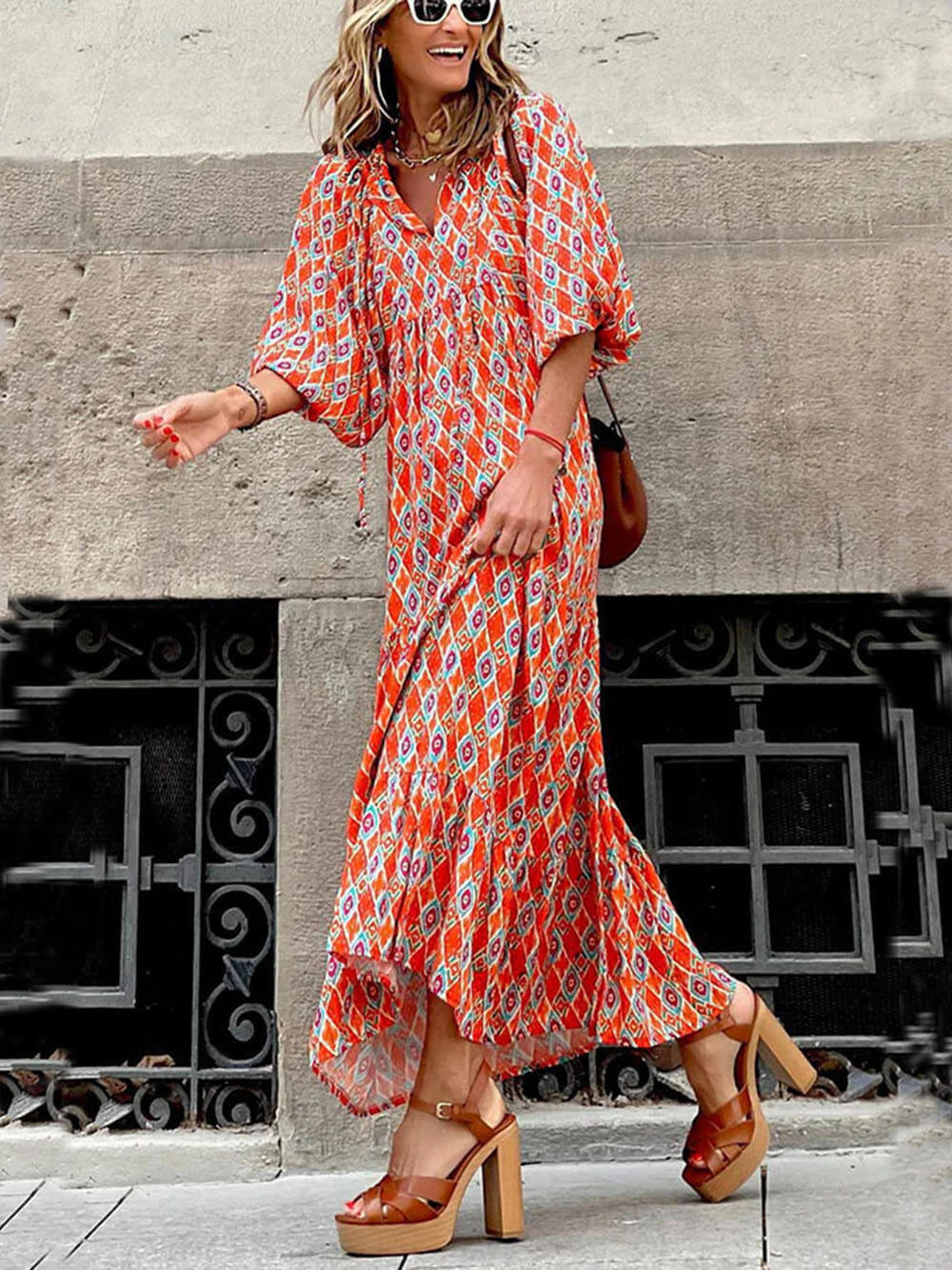 Robe longue bohème imprimée