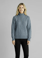 Pull Amy zippé — Blanc (zip noir)