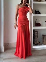 Robe longue Elegance sans effort froncée extensible