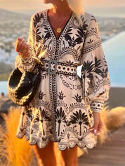 Robe courte imprimée ample de plage