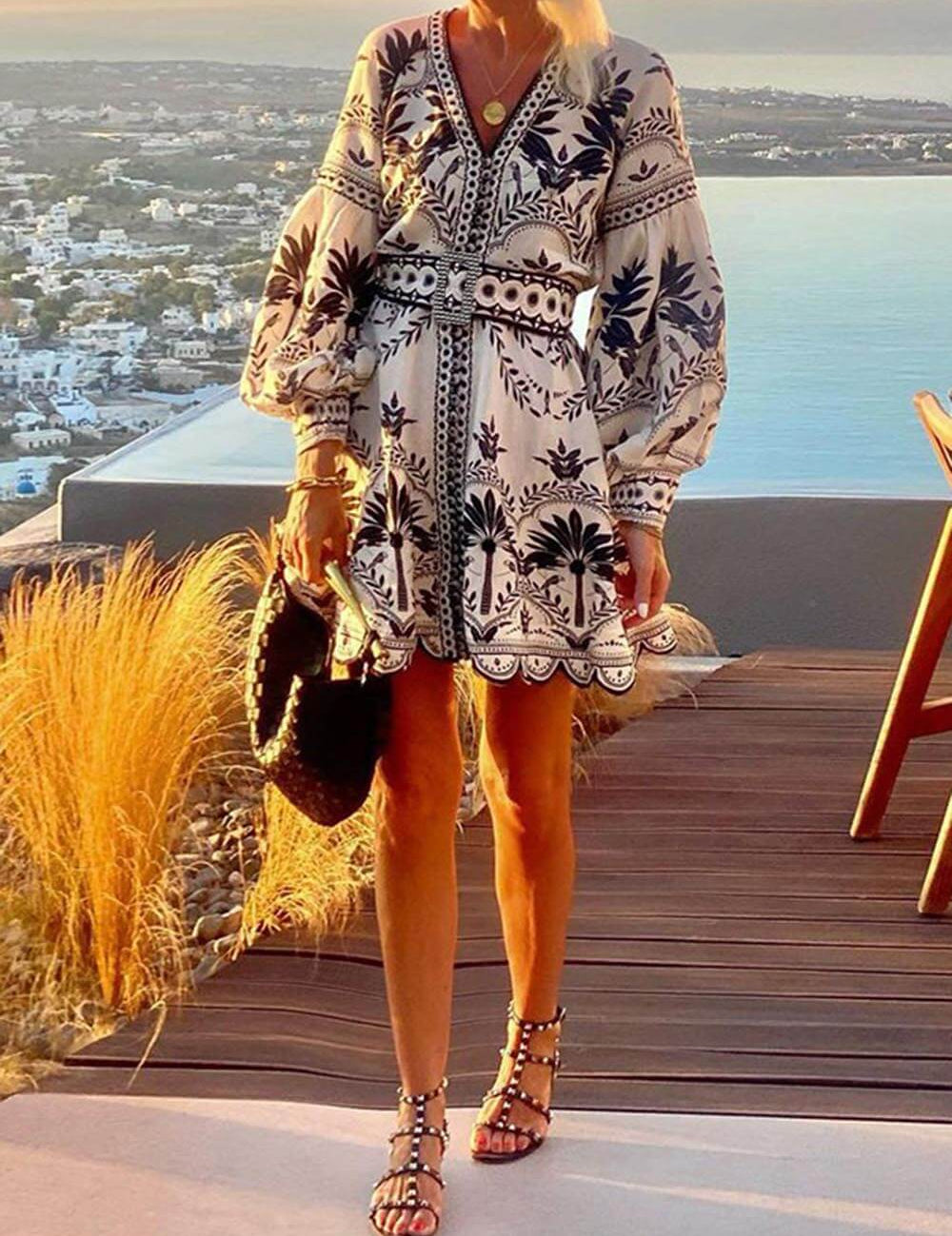 Robe courte imprimée ample de plage