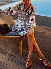 Robe courte imprimée ample de plage