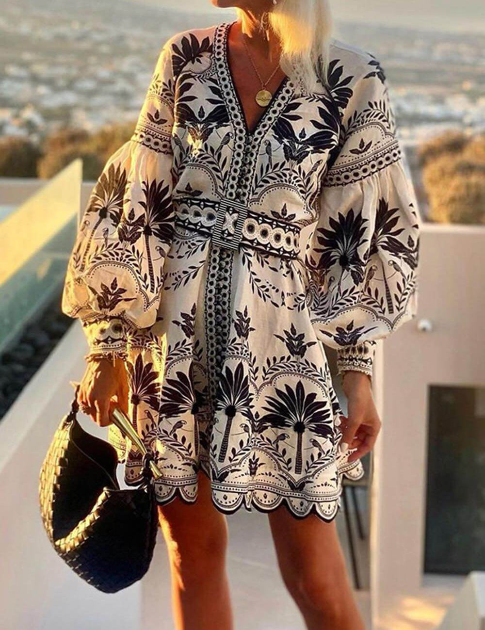 Robe courte imprimée ample de plage