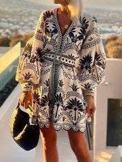 Robe courte imprimée ample de plage