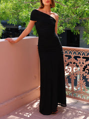 Robe longue Elegance sans effort froncée extensible