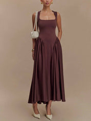 Robe Minimalist rétro col carré