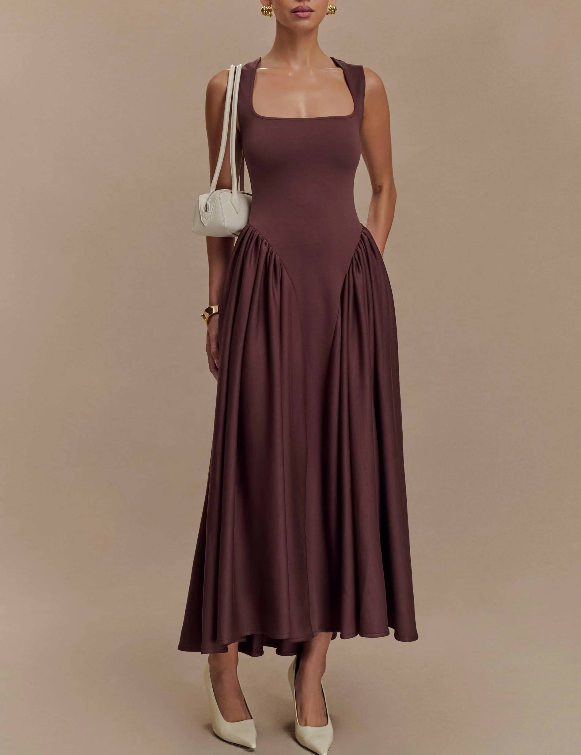 Robe Minimalist rétro col carré