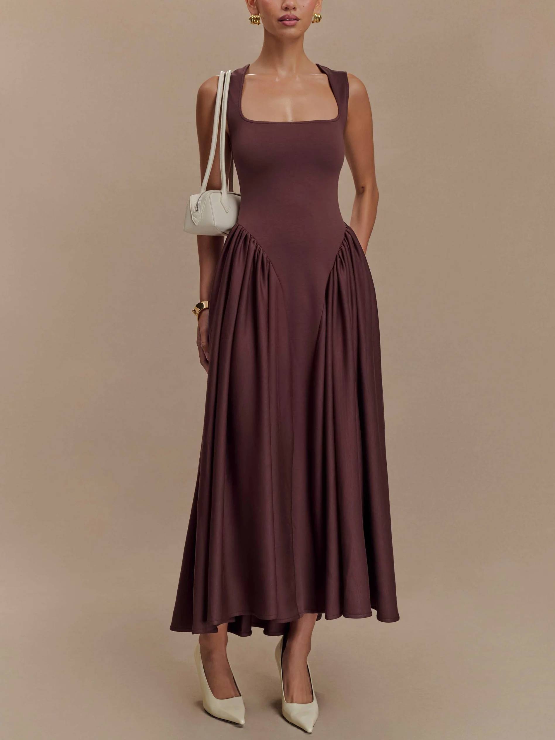 Robe Minimalist rétro col carré