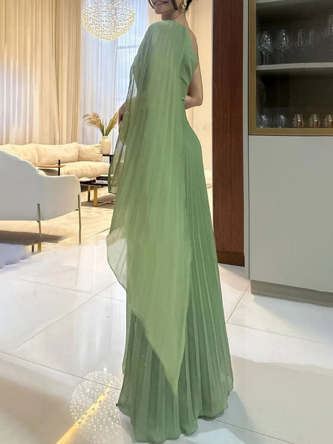 Robe longue élégante fluide plissée