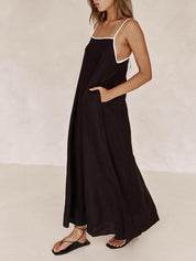 Robe contrastée à bretelles trapèze