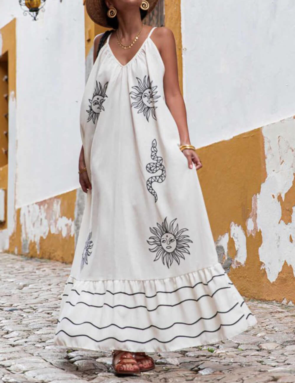 Robe unique imprimée col V