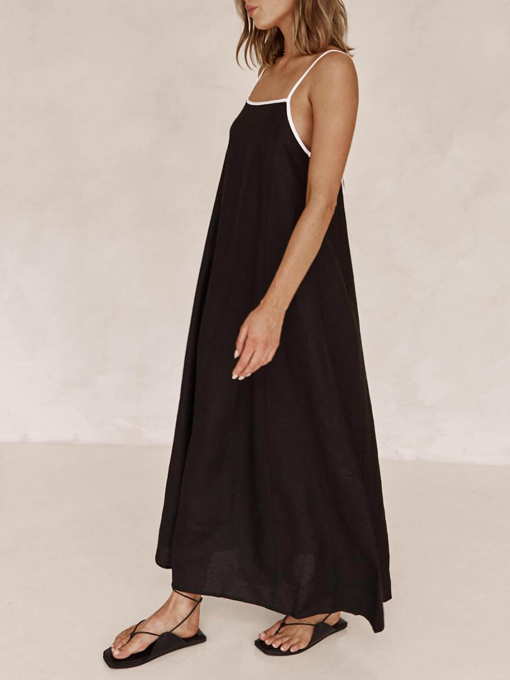 Robe contrastée à bretelles trapèze