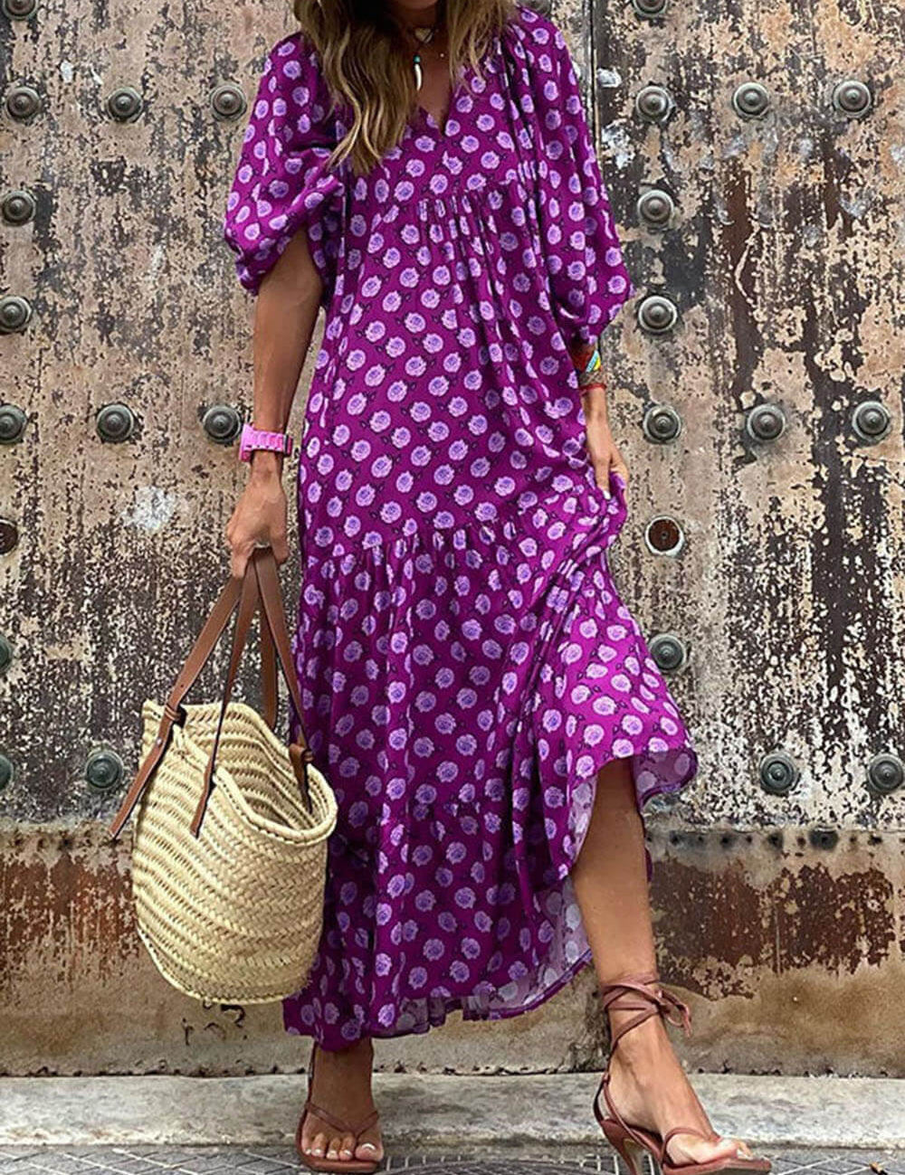 Robe longue bohème imprimée
