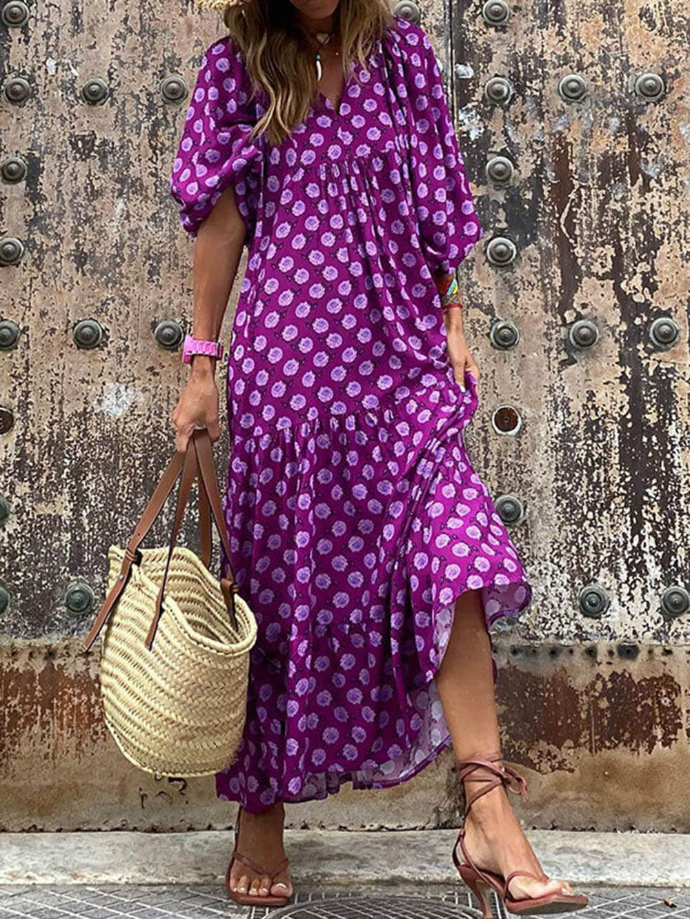 Robe longue bohème imprimée