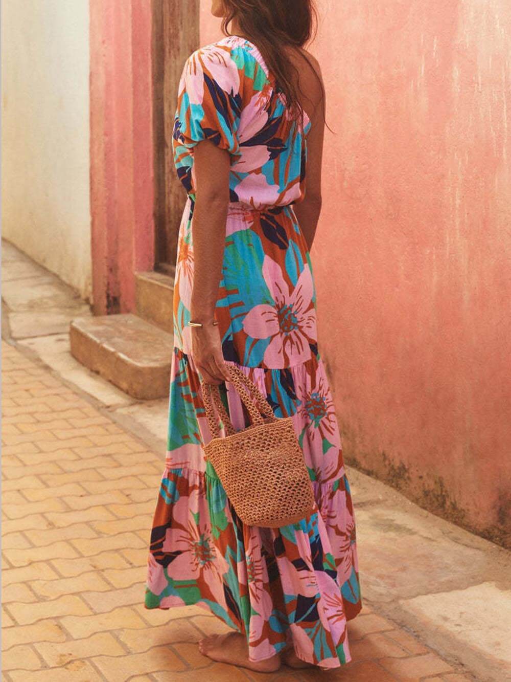 Robe Off-shoulder fleurie de vacances imprimé