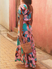 Robe Off-shoulder fleurie de vacances imprimé