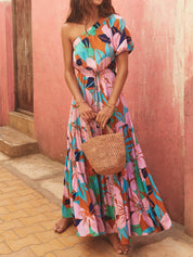 Robe Off-shoulder fleurie de vacances imprimé
