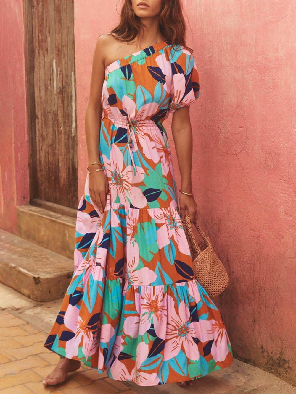 Robe Off-shoulder fleurie de vacances imprimé