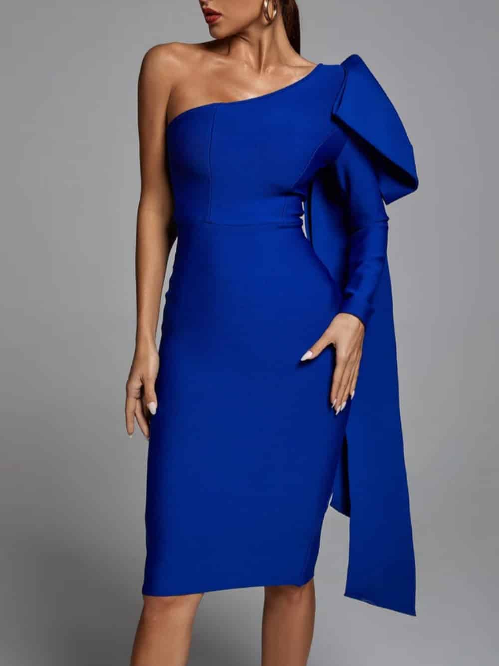 Robe Abbey asymétrique une épaule bandage