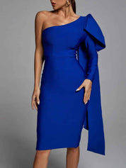 Robe Abbey asymétrique une épaule bandage