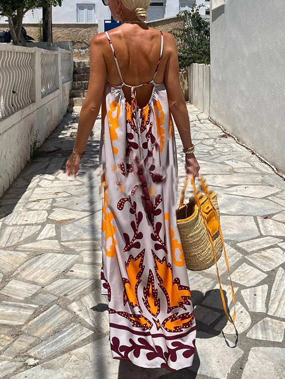 Robe longue ample imprimée ethnique