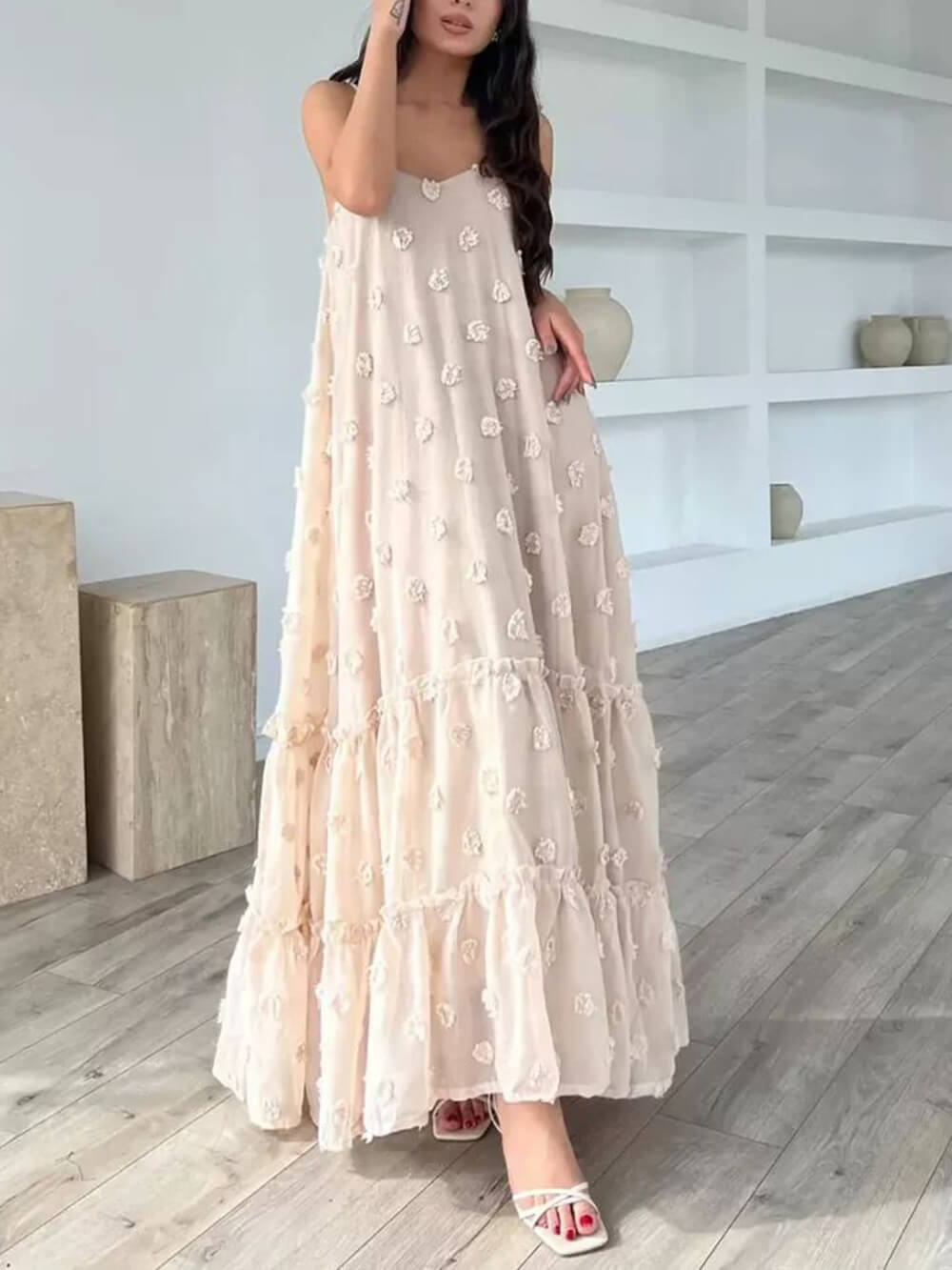 Robe longue à superpositions ample trapèze