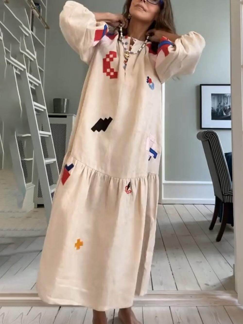 Robe longue unique imprimée légère