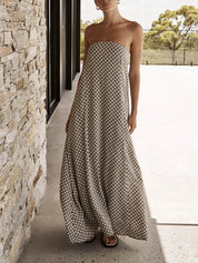 Robe longue bohème à losanges imprimé