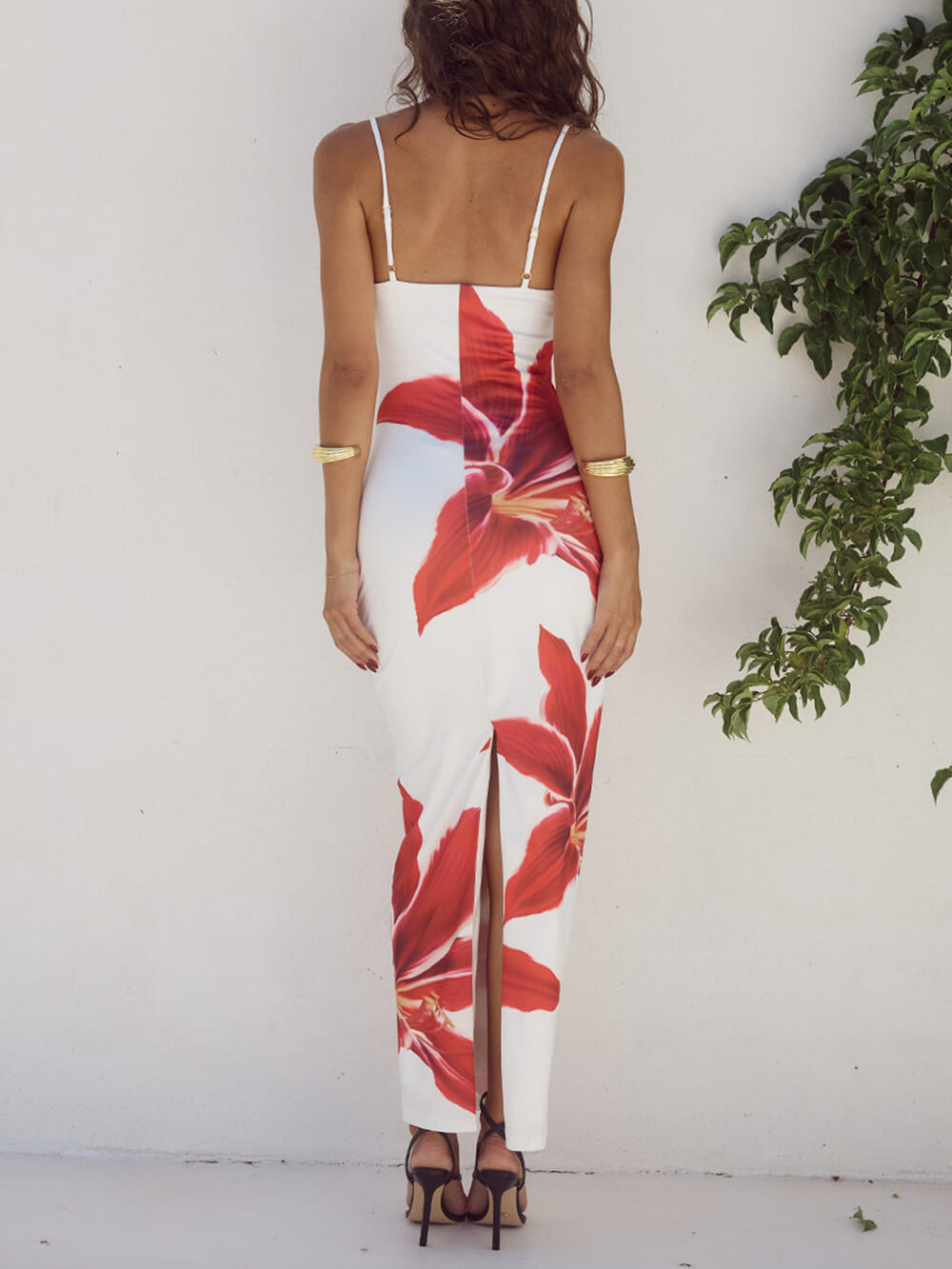 Robe longue abstraite à imprimé floral