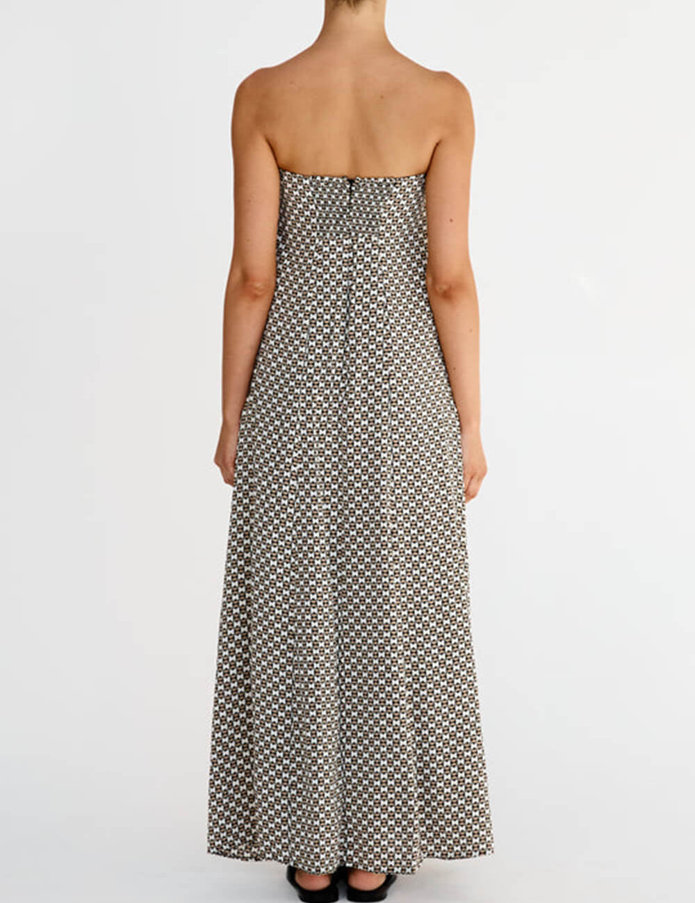 Robe longue bohème à losanges imprimé