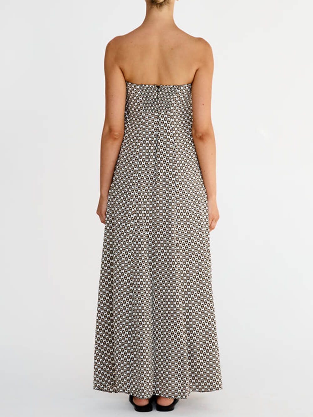 Robe longue bohème à losanges imprimé