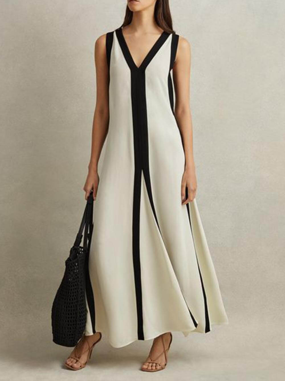 Robe longue Colorblock réversible trapèze