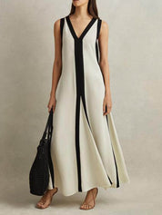 Robe longue Colorblock réversible trapèze