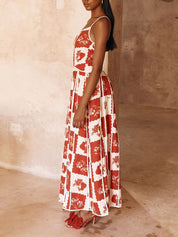 Robe longue unique imprimée fleurie