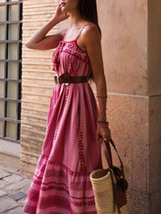 Robe longue en maille patchwork au crochet