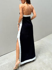 Robe longue col licou fendue