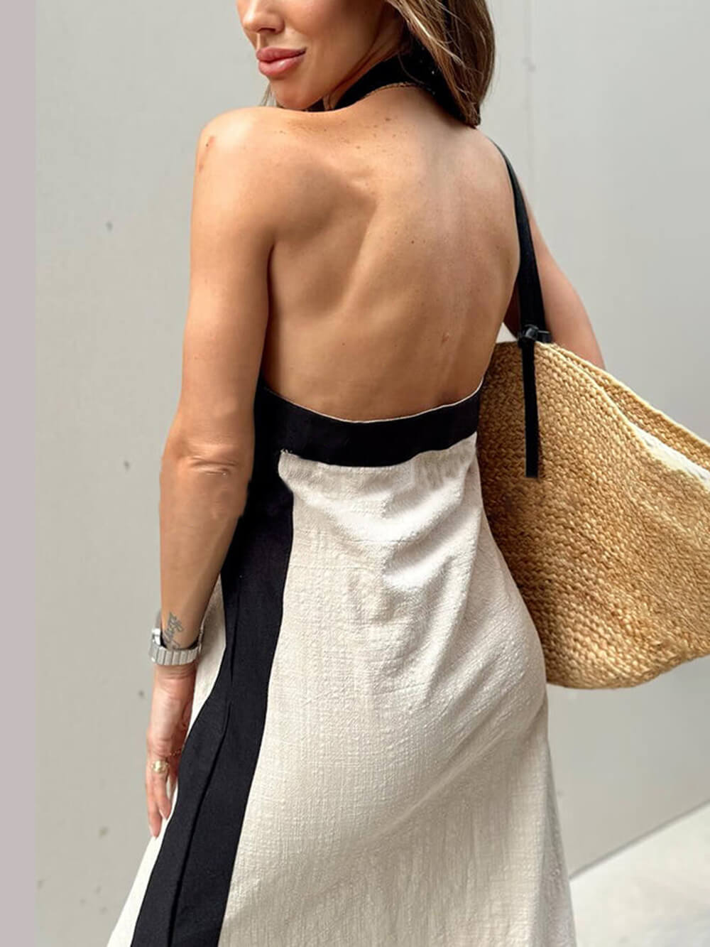 Robe longue col licou fendue