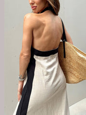 Robe longue col licou fendue