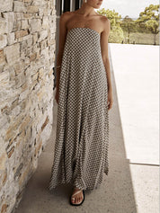 Robe longue bohème à losanges imprimé