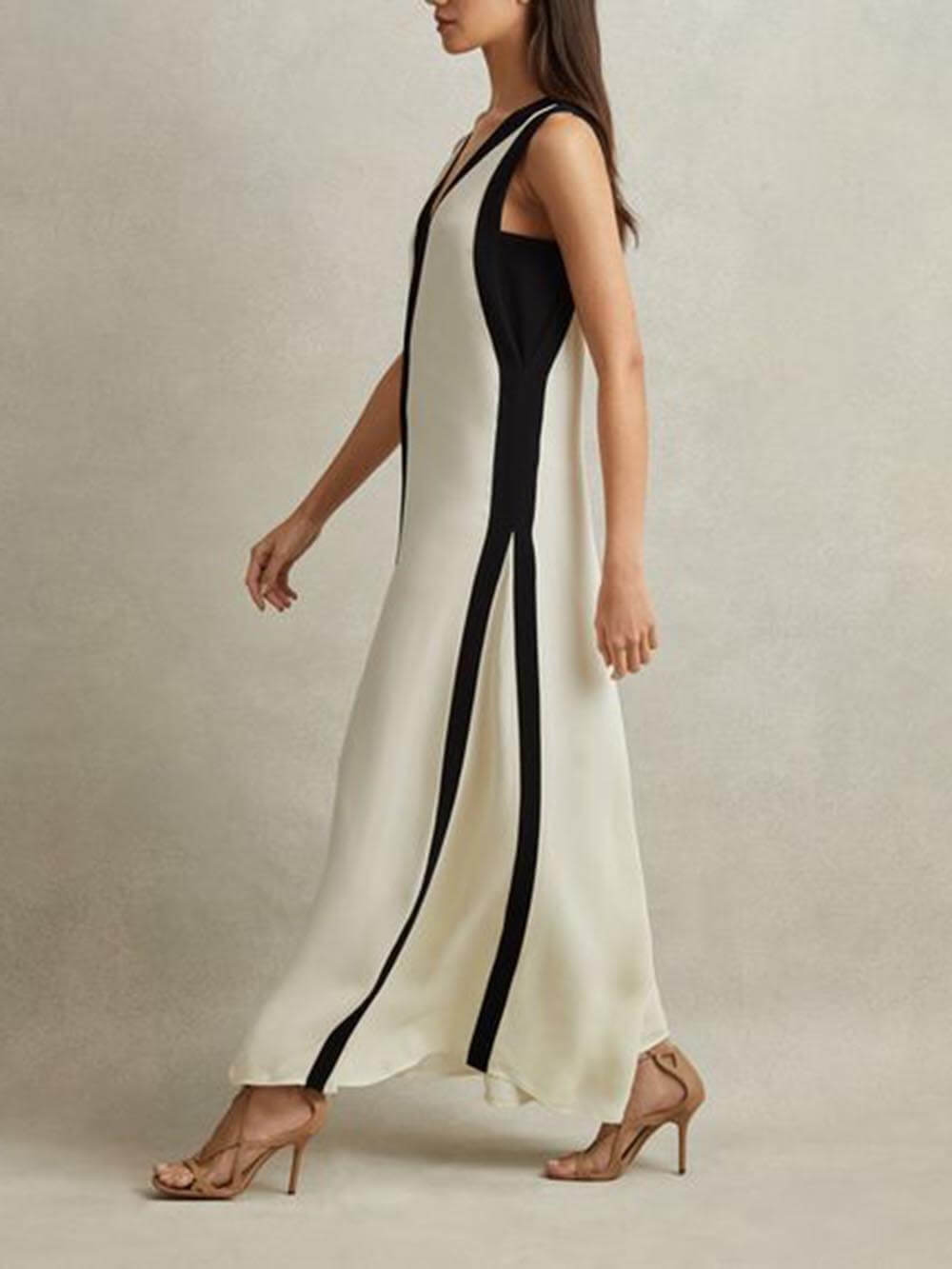Robe longue Colorblock réversible trapèze